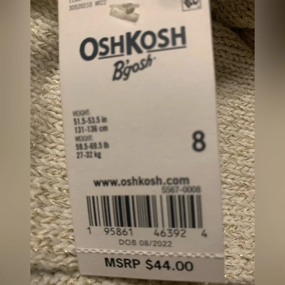 OshKosh girl B'gosh Cream Crew Neck Sweater with Modern Twist Size 8